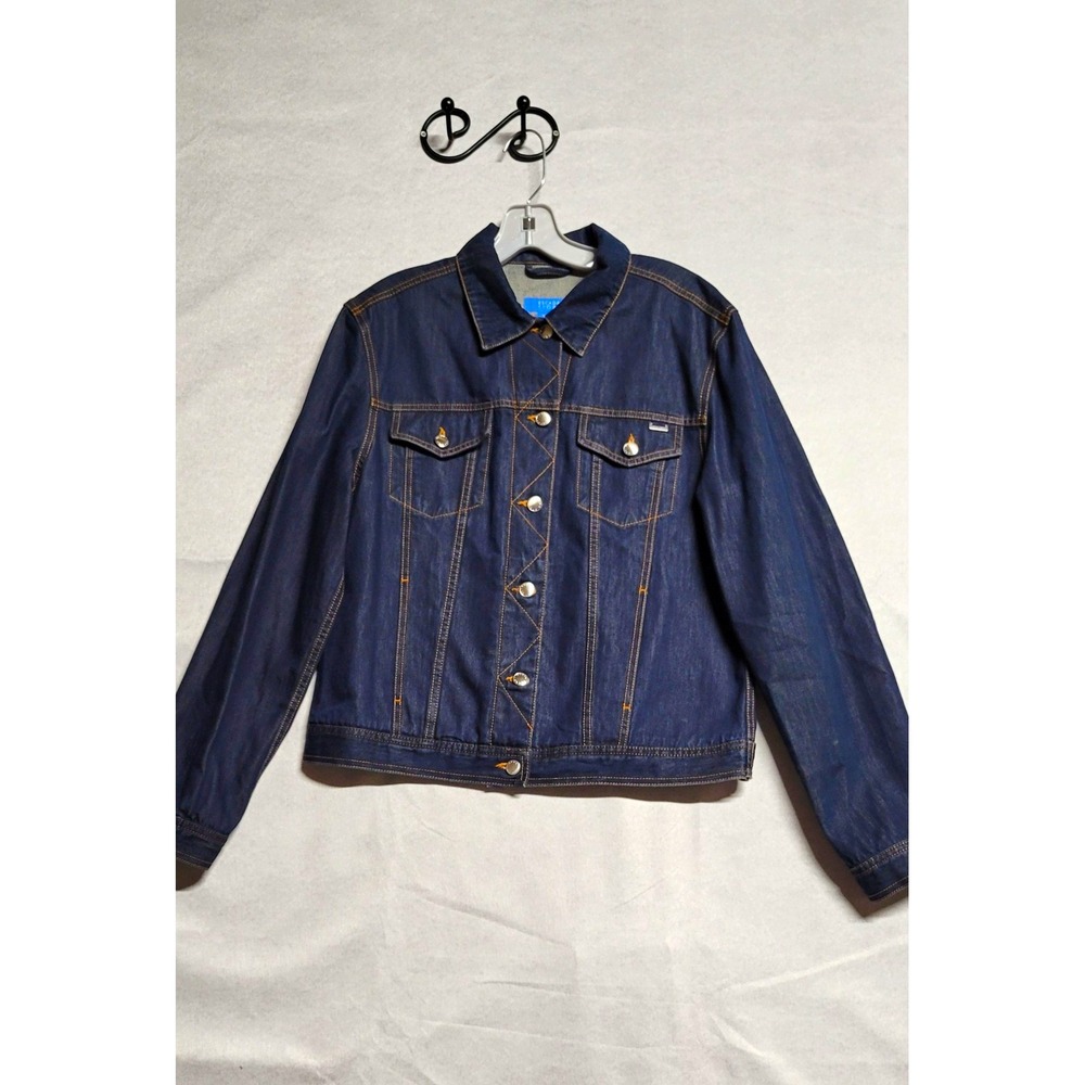 Escada Sport Blue Button Front Collared Denim Jacket Long Sleeve Short IT 40